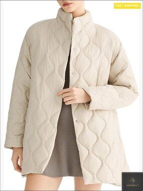 Quilted Puffer Jacket Oversized Lightweight Warm Winter Coat with Pockets